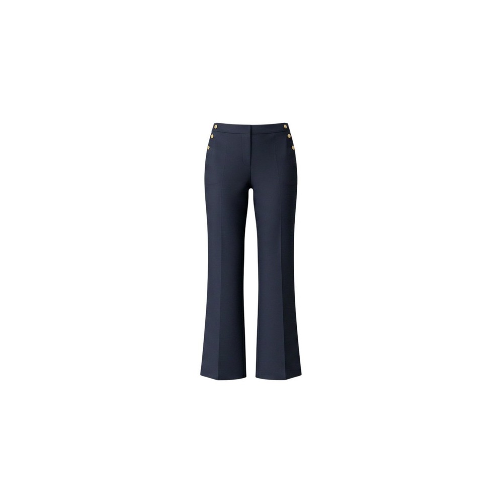 Anne Klein Dress Pants Womens 10 Navy Blue Sailor Gold Button Flare Leg Trousers